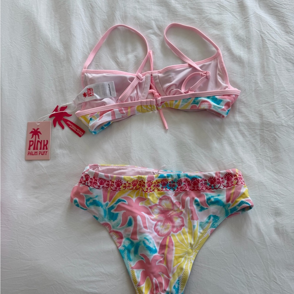Pink Palm Puff XS bikini  Floral Tie-Front Bikini Set - Picture 3 of 6
